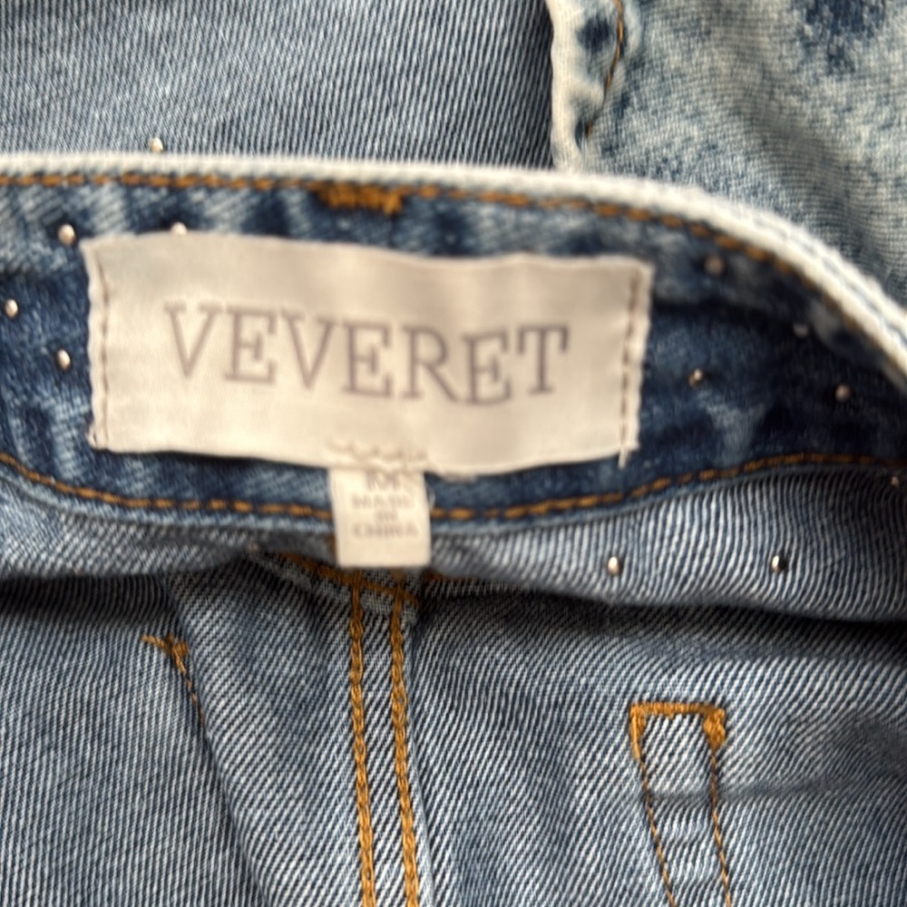 Studded Distressed Denim Mini Skirt - Blue - Picture 5 of 8